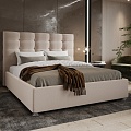 Кровать Perrino Корсика (Wool beige, 140х200, ножки 5 см хром, решетка Стандарт, без ящика)